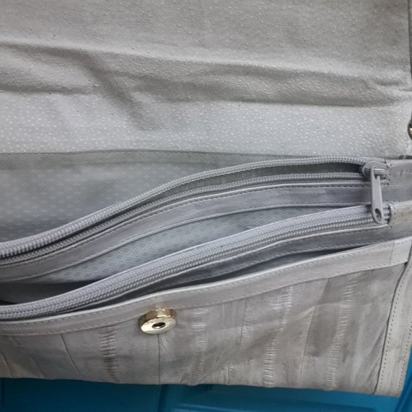 Softest Leather Vintage Handbag Purse Clutch with Strap Genuine Eelskin Bag - Picture 13 of 16